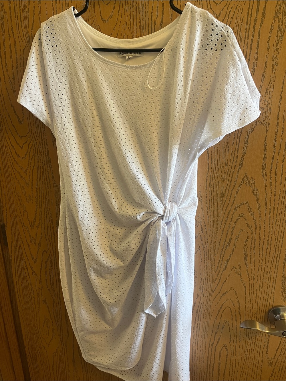Light Blue Eyelet Midi Dress with Front Knot